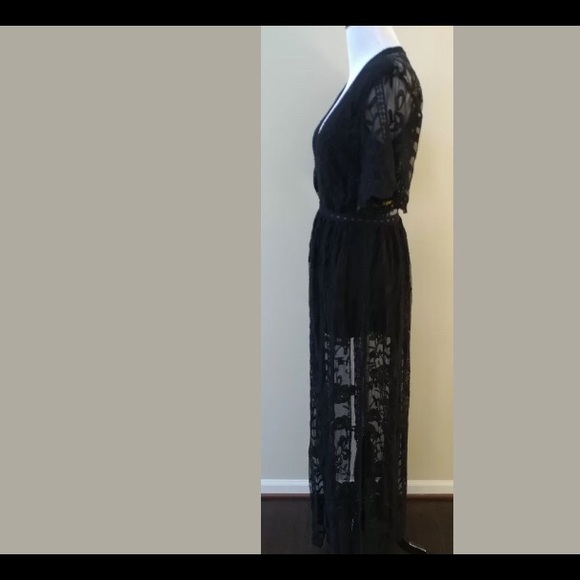 SOCIALITE NORDSTROM Deep V Lace Maxi Dress S - Picture 4 of 7